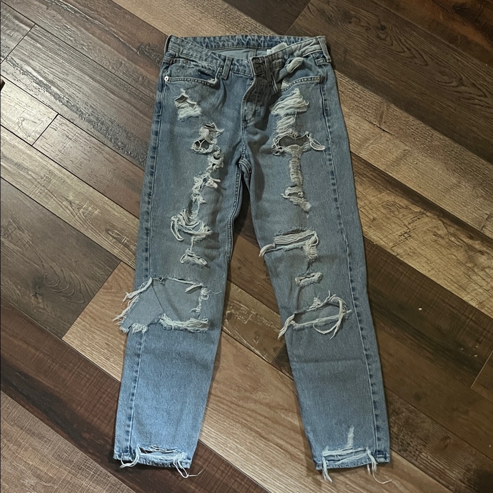 Distressed Blue Jeans